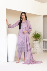 3-PC Unstitched Fancy Embroidered Viscose Najwa By Tawakkal Fabrics | D-4338